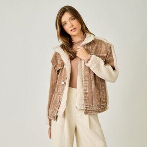 Mystree Sherpa Twofer Denim Jacket